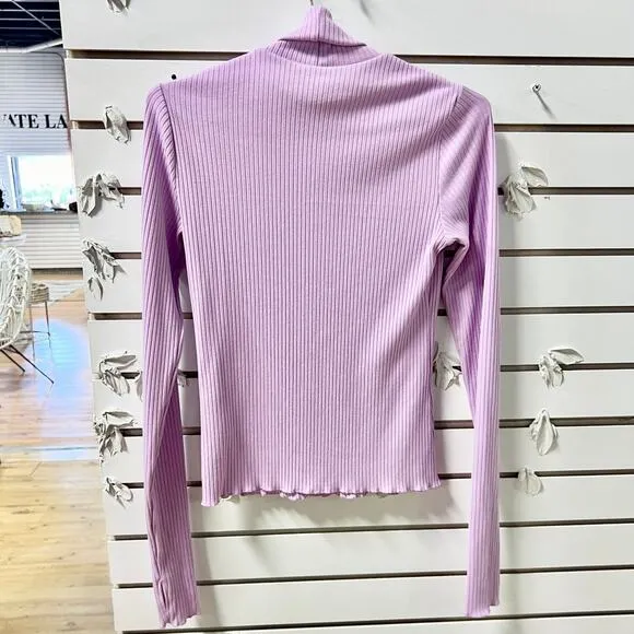 Show Me Your Mumu Turtleneck Layer Up Rib Knit Sweater Top Lilac Women's Size XS