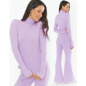 Show Me Your Mumu Turtleneck Layer Up Rib Knit Sweater Top Lilac Women's Size XS