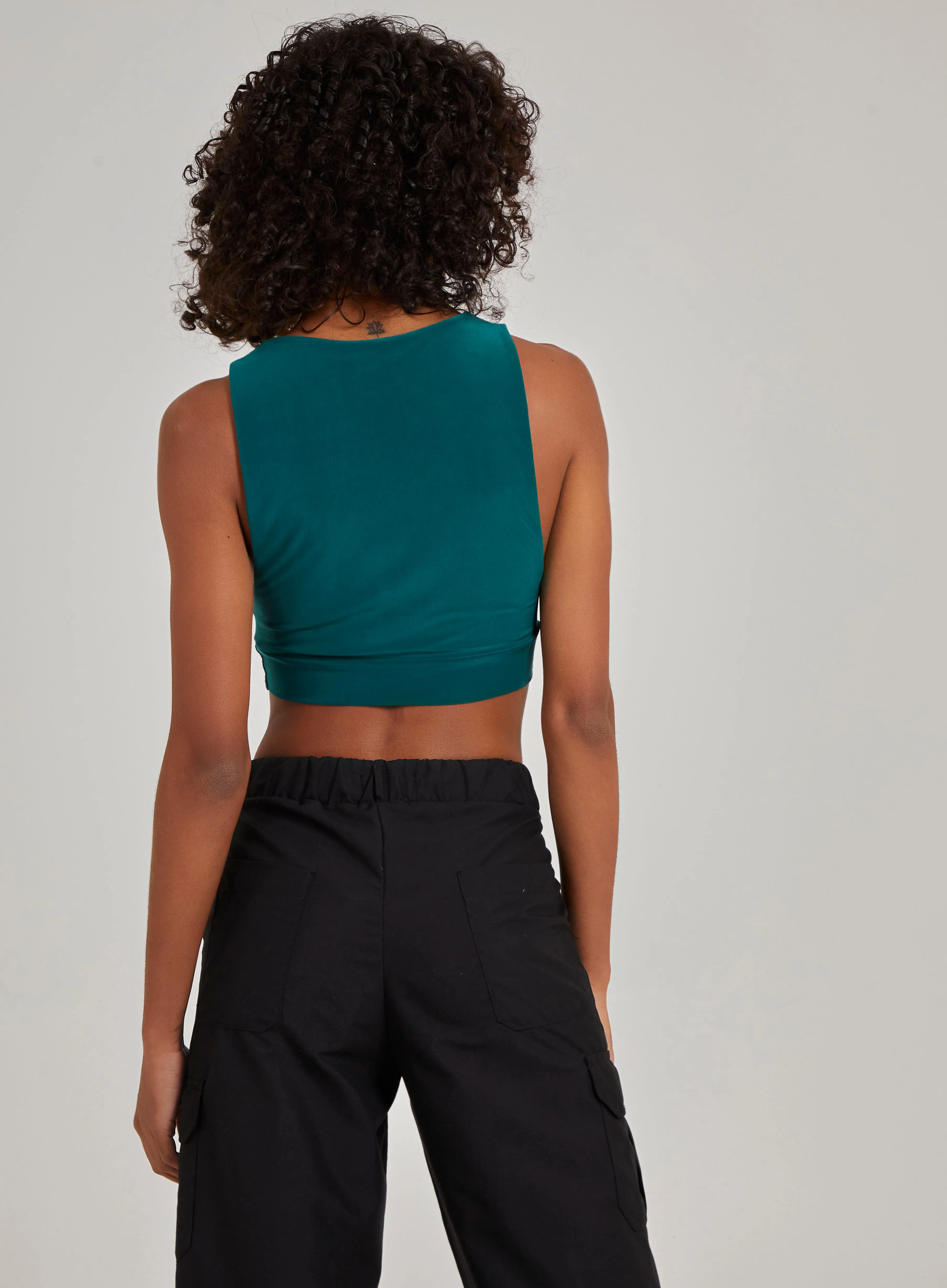 Sleeveless Slinky Crop Top