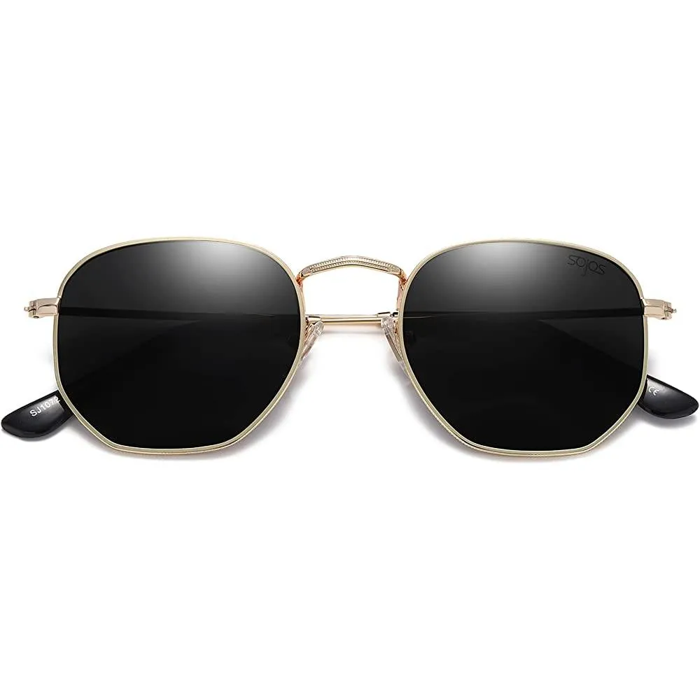 SOJOS Small Square Polarized Sunglasses for Men and Women Polygon Mirrored Lens SJ1072 | Multiple Colors