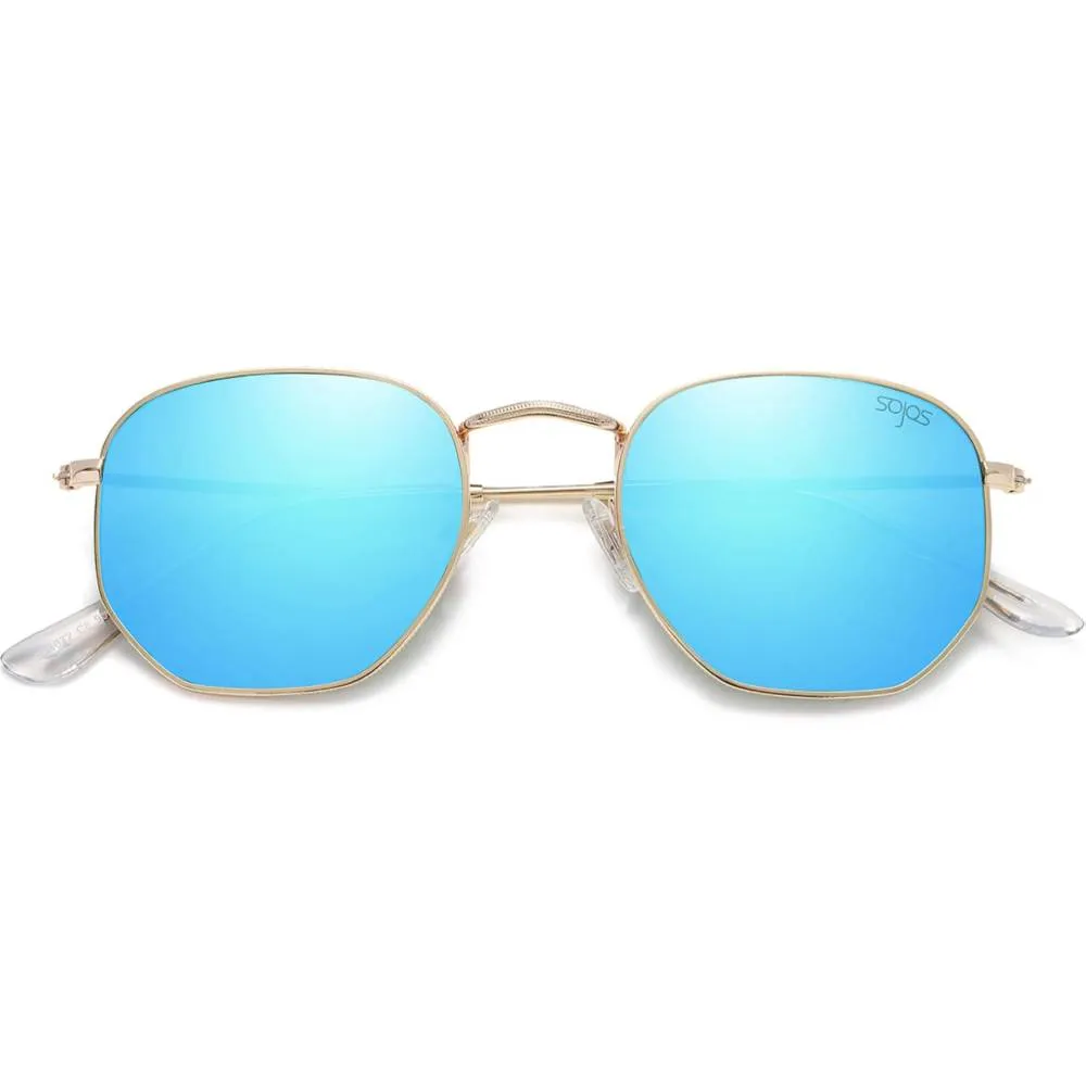 SOJOS Small Square Polarized Sunglasses for Men and Women Polygon Mirrored Lens SJ1072 | Multiple Colors