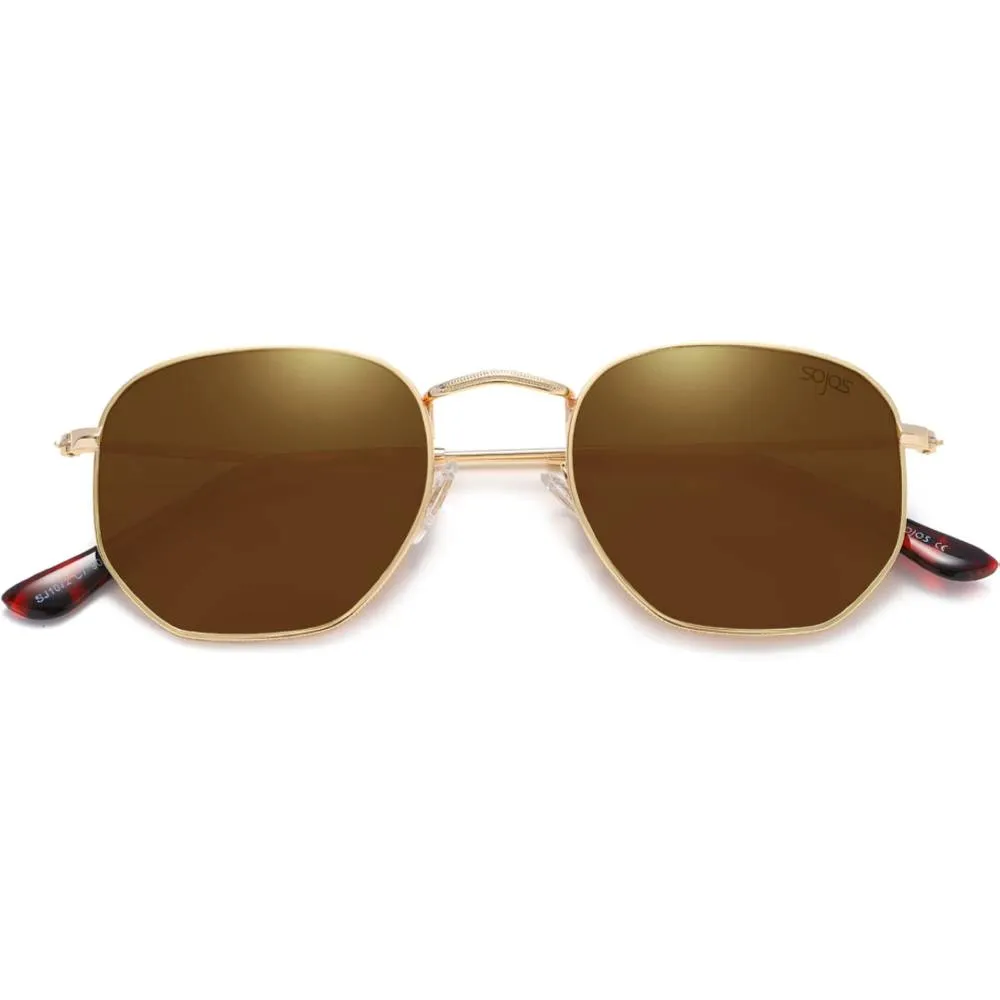 SOJOS Small Square Polarized Sunglasses for Men and Women Polygon Mirrored Lens SJ1072 | Multiple Colors
