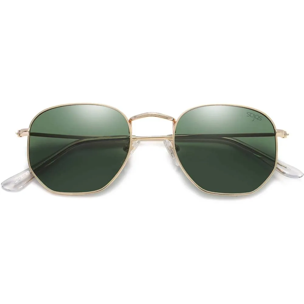 SOJOS Small Square Polarized Sunglasses for Men and Women Polygon Mirrored Lens SJ1072 | Multiple Colors