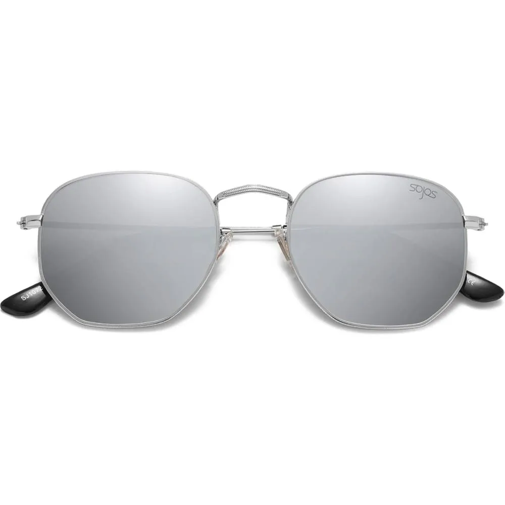 SOJOS Small Square Polarized Sunglasses for Men and Women Polygon Mirrored Lens SJ1072 | Multiple Colors