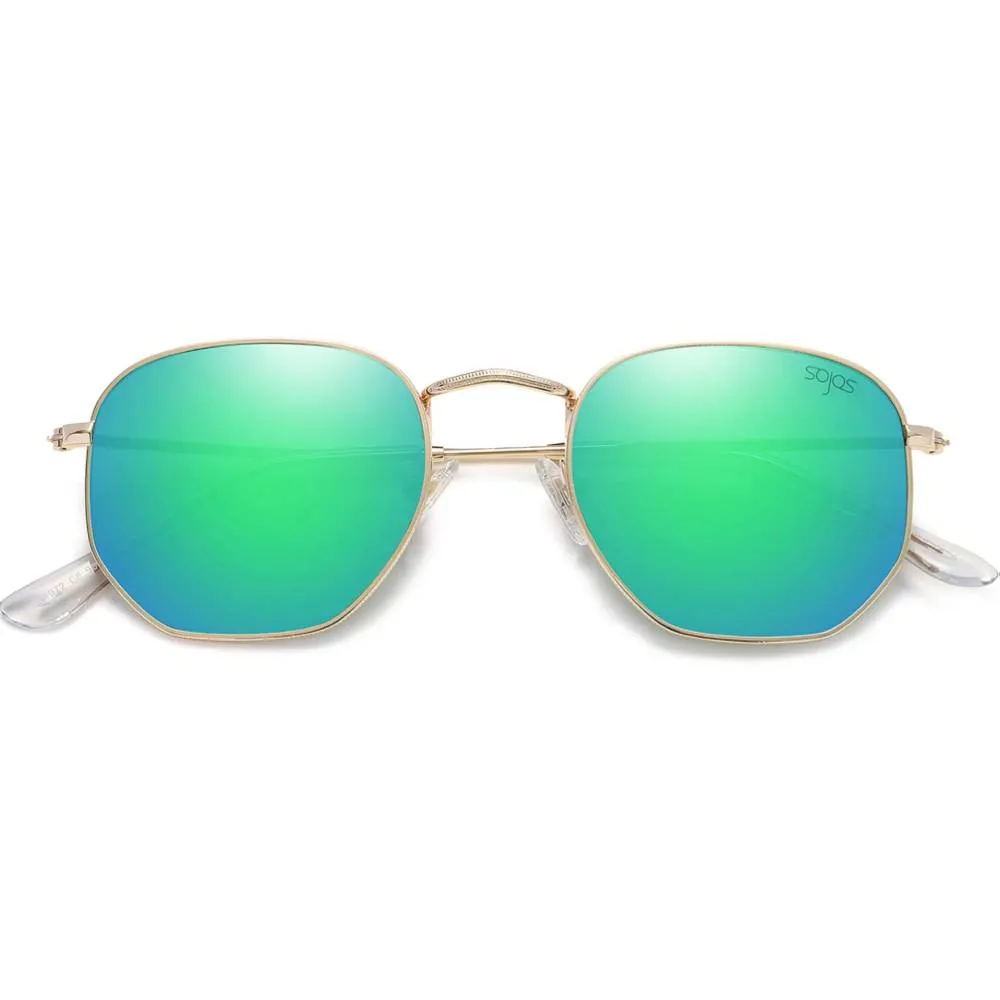 SOJOS Small Square Polarized Sunglasses for Men and Women Polygon Mirrored Lens SJ1072 | Multiple Colors