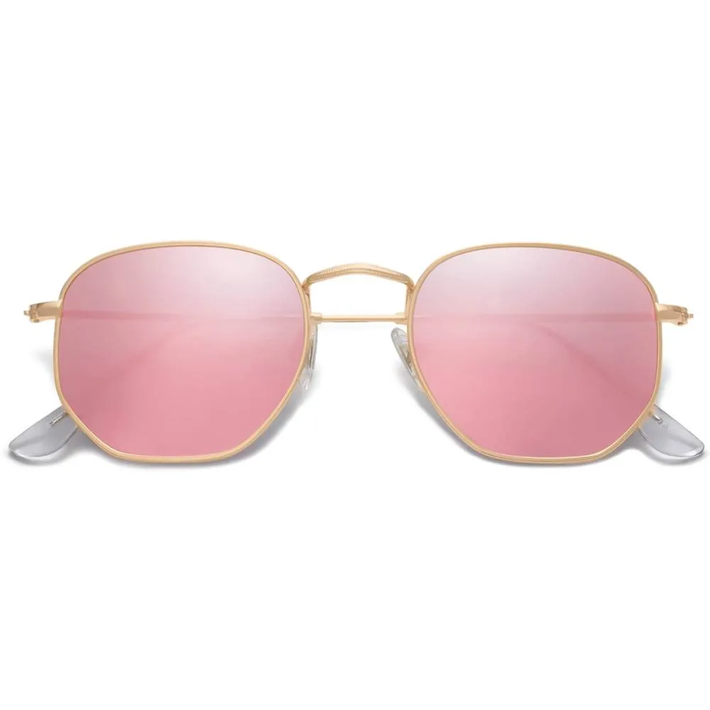 SOJOS Small Square Polarized Sunglasses for Men and Women Polygon Mirrored Lens SJ1072 | Multiple Colors