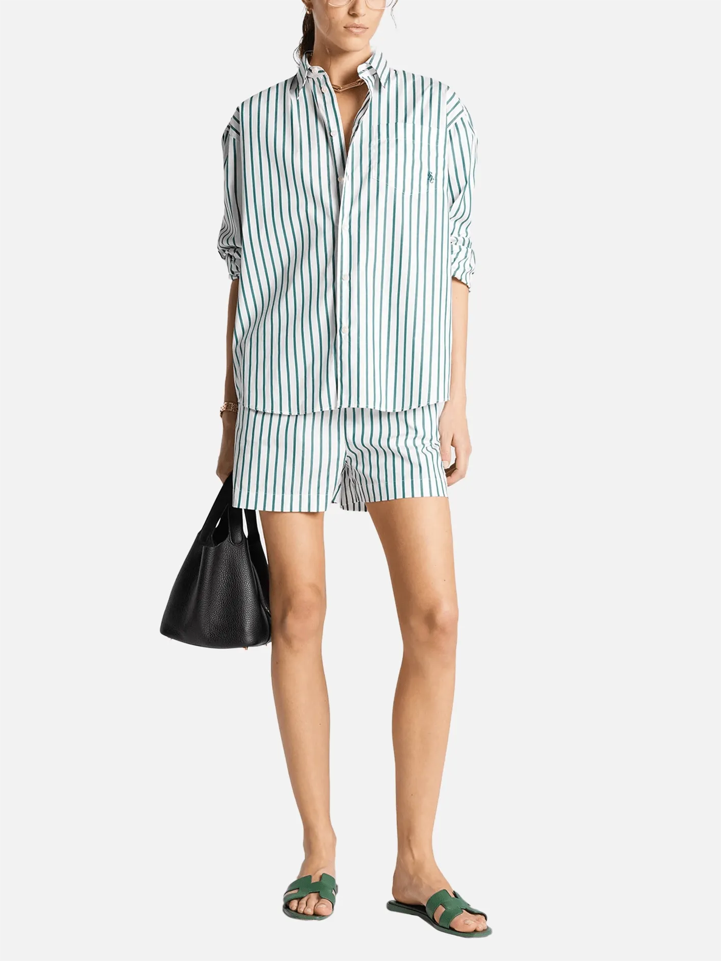 SRC Embroidered Oversized Shirt - Verde/White