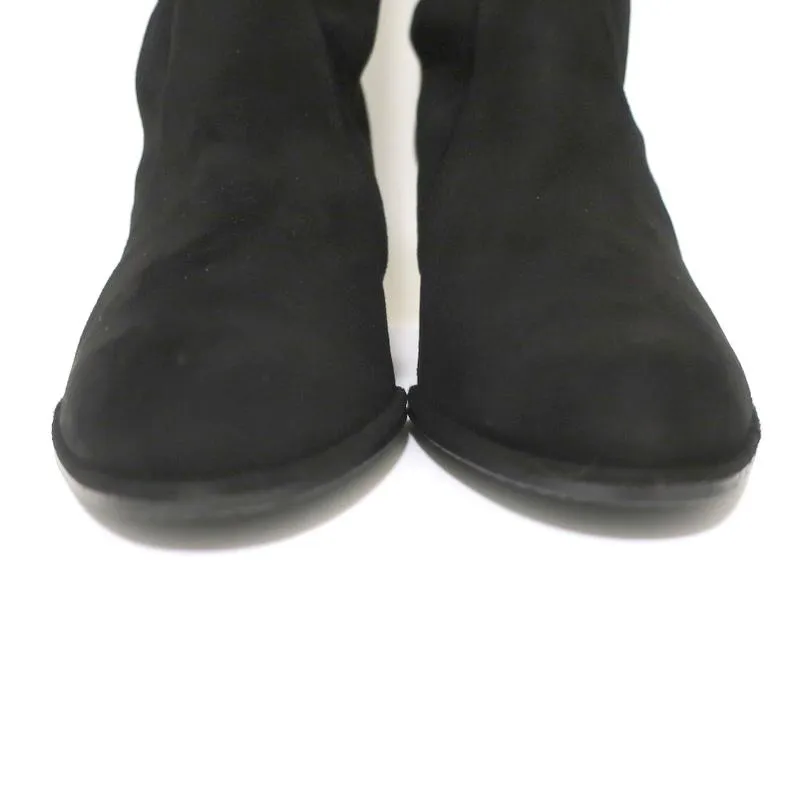 Stuart Weitzman Chicboot Knee High Boots Black Stretch Suede Size 8 Mid-Heel