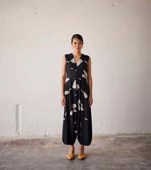Summer Jumpsuit Cotton Black-Fashion Edit Indian Summer-KW798-Khara Kapas