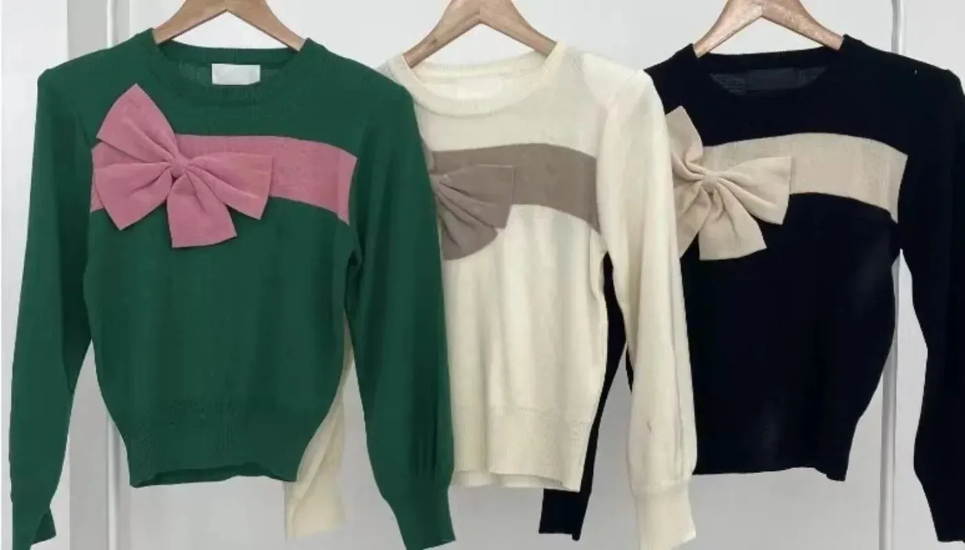 Sweet Big Bow Knitted Pullover