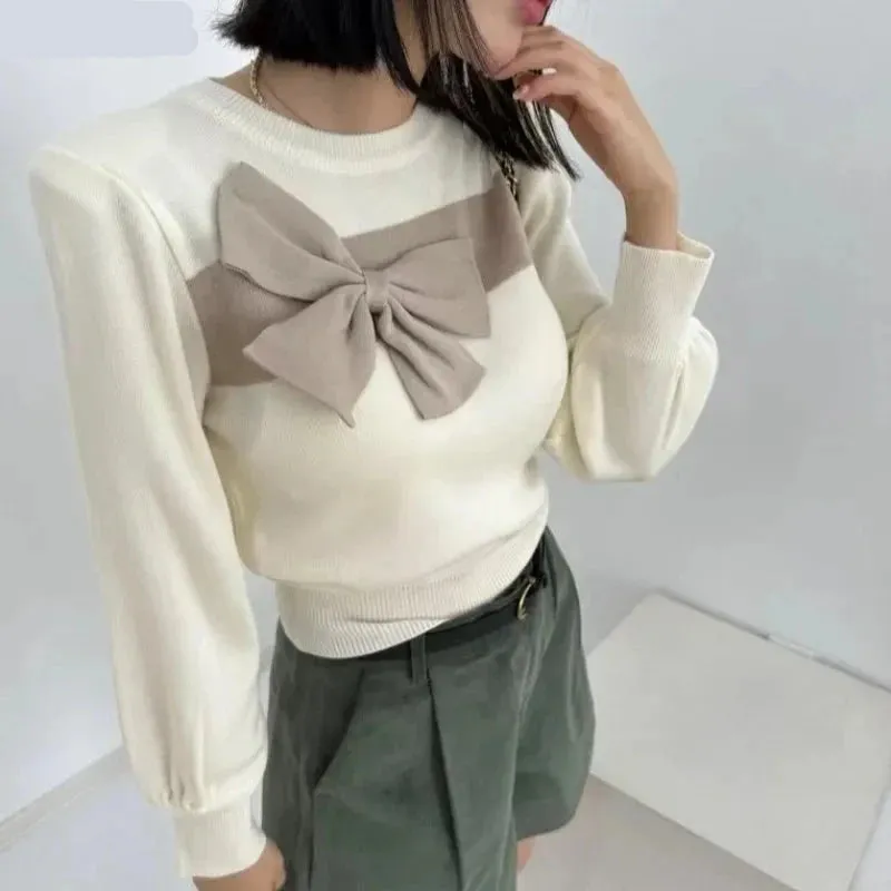 Sweet Big Bow Knitted Pullover
