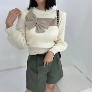 Sweet Big Bow Knitted Pullover
