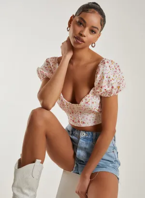 Sweetheart Cut Out Broderie Crop Top