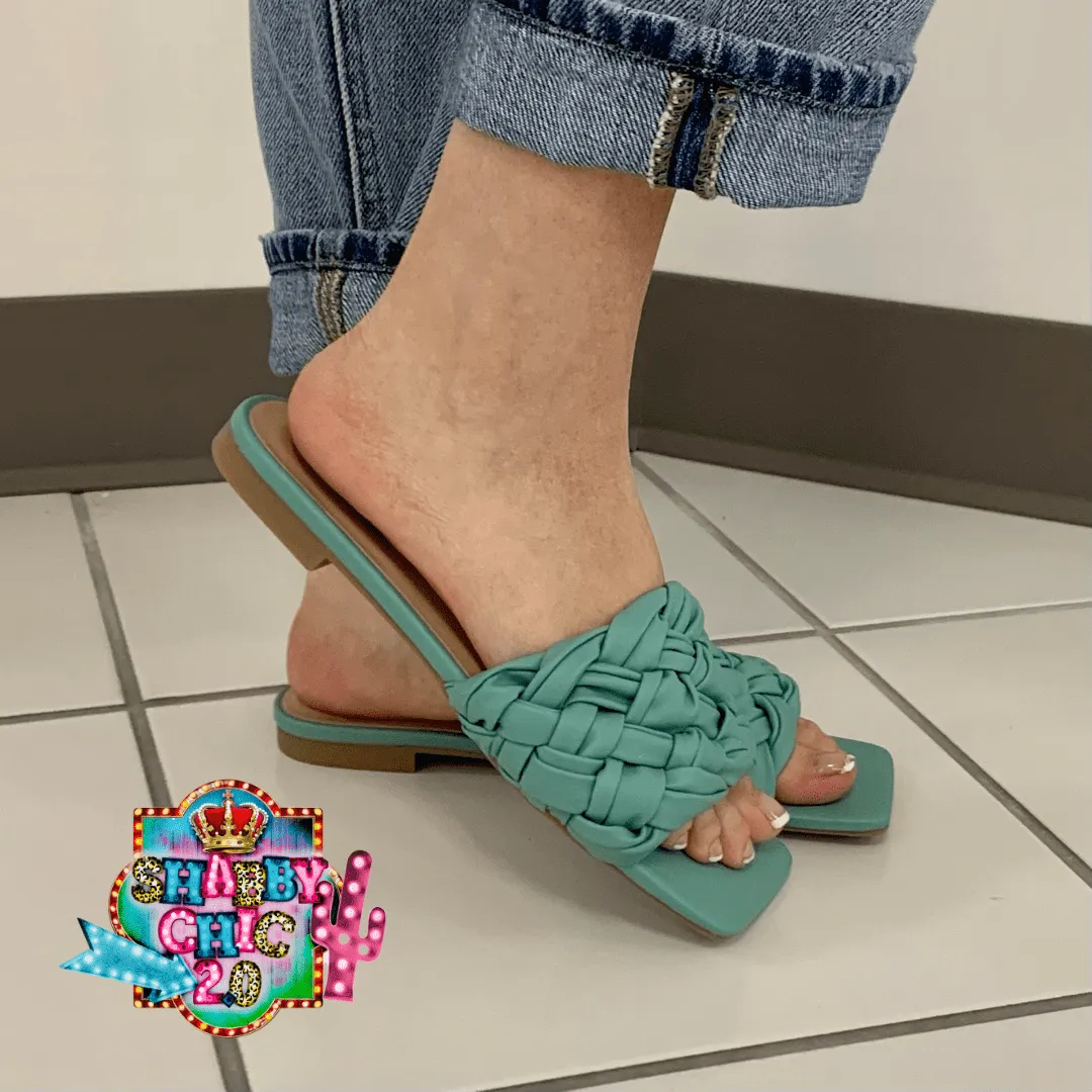 Teal Apron Sandals