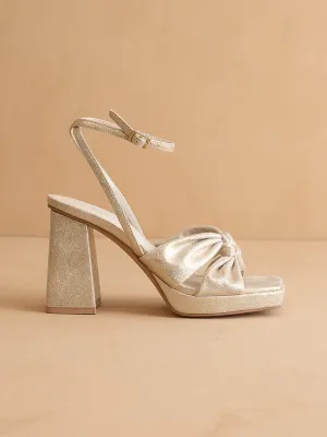 The Zoey | Light Gold  knotted band platform  heel