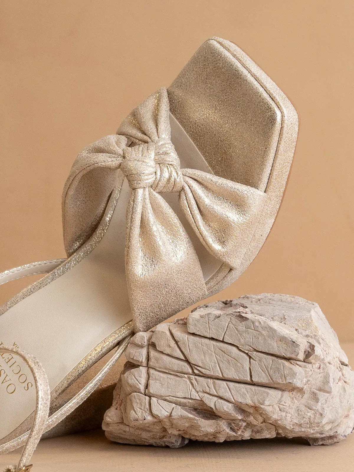 The Zoey | Light Gold  knotted band platform  heel
