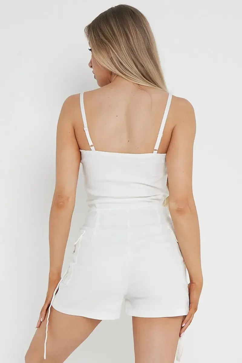 Thin Straps Pockets Slim Playsuit
