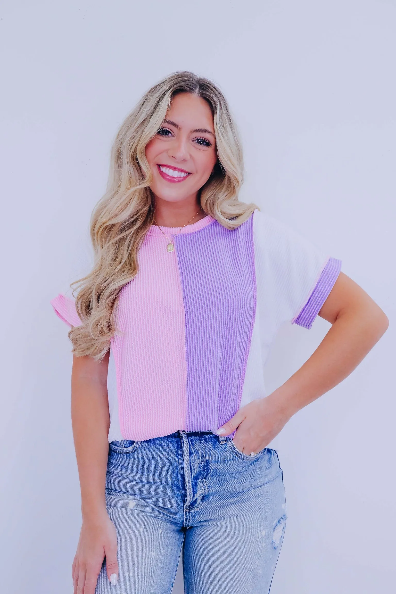 Vera Vertical Block Contrasting Top - 3 Colors