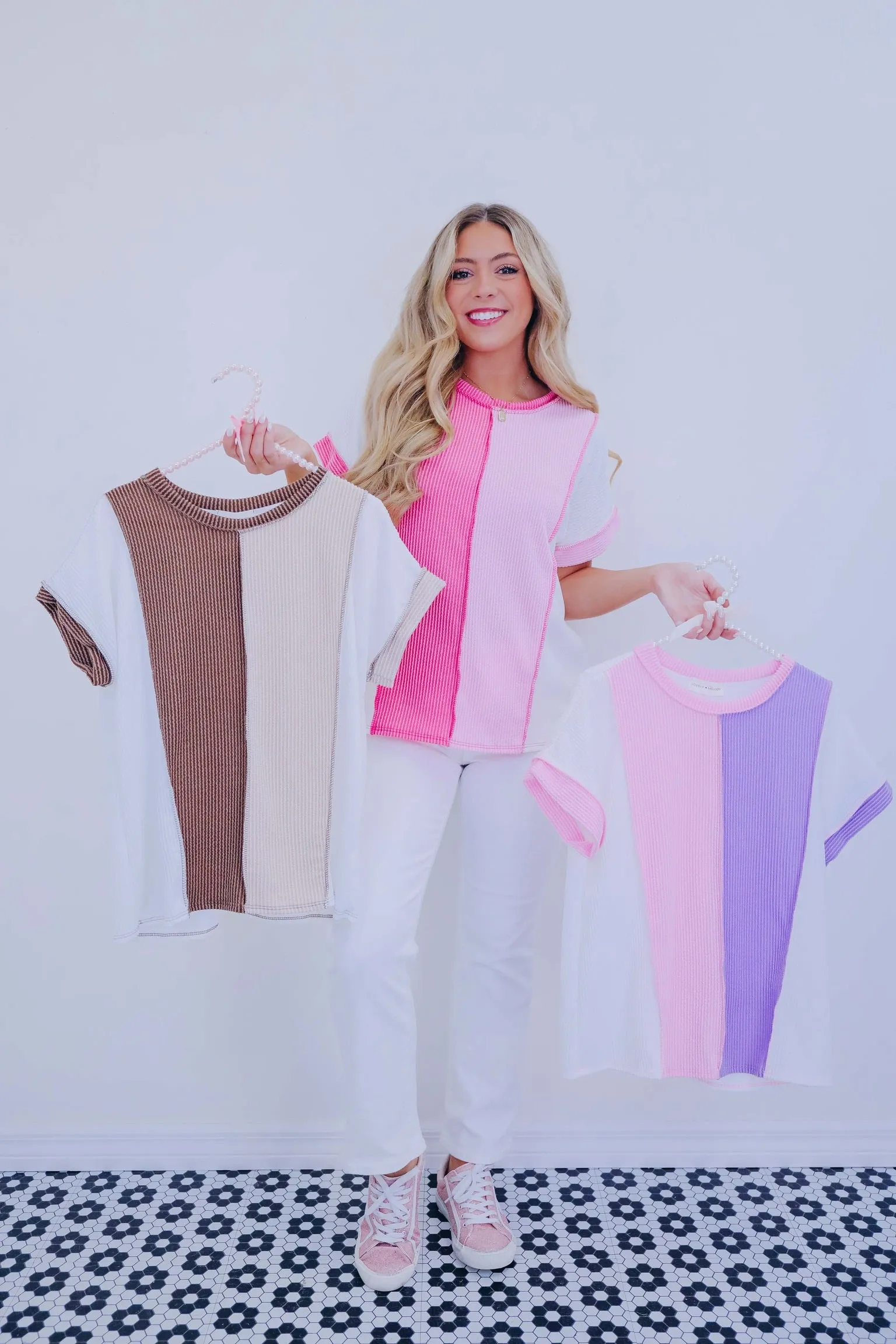 Vera Vertical Block Contrasting Top - 3 Colors