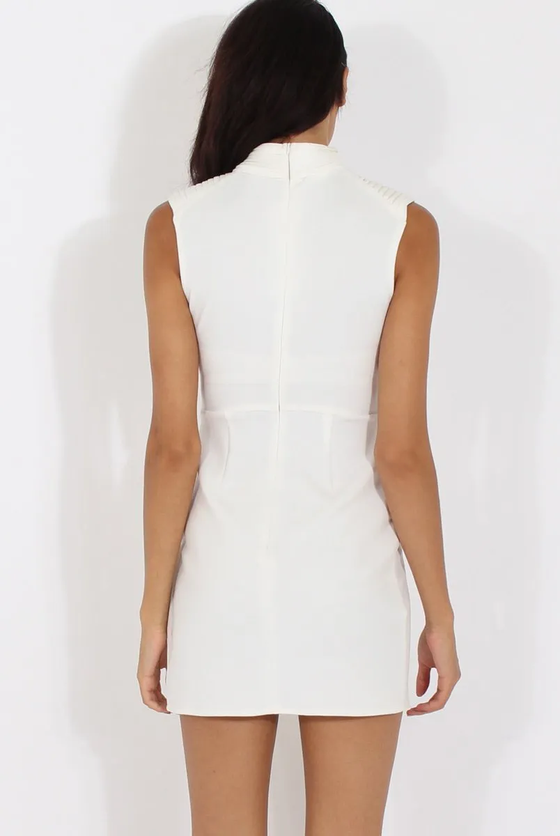 White Choker Plunge Wrap Dress - Serenity