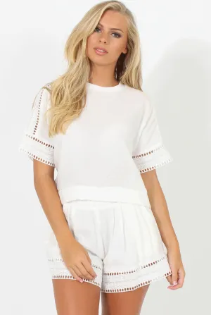 White Embroidered Co-ord - Hanna