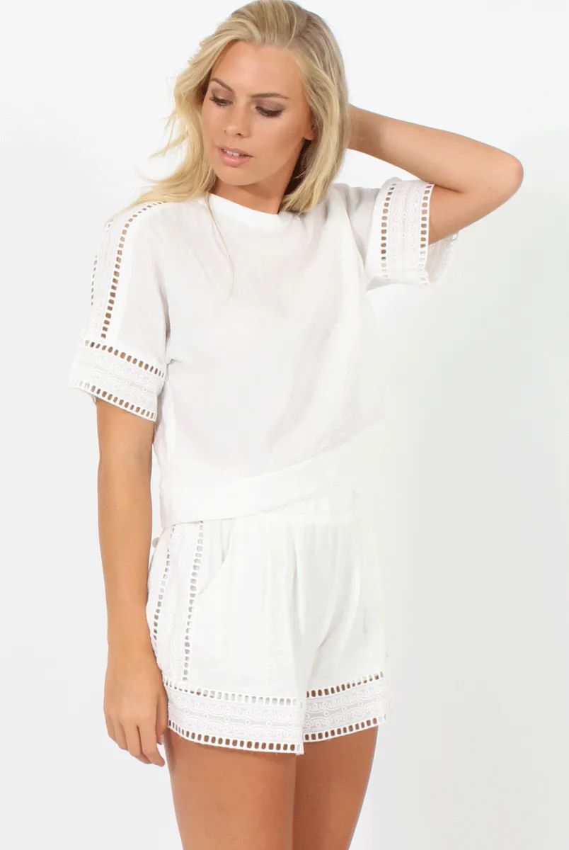 White Embroidered Co-ord - Hanna