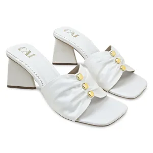 White Ruched Heels