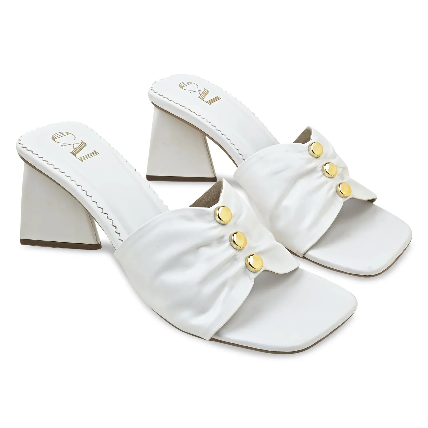 White Ruched Heels