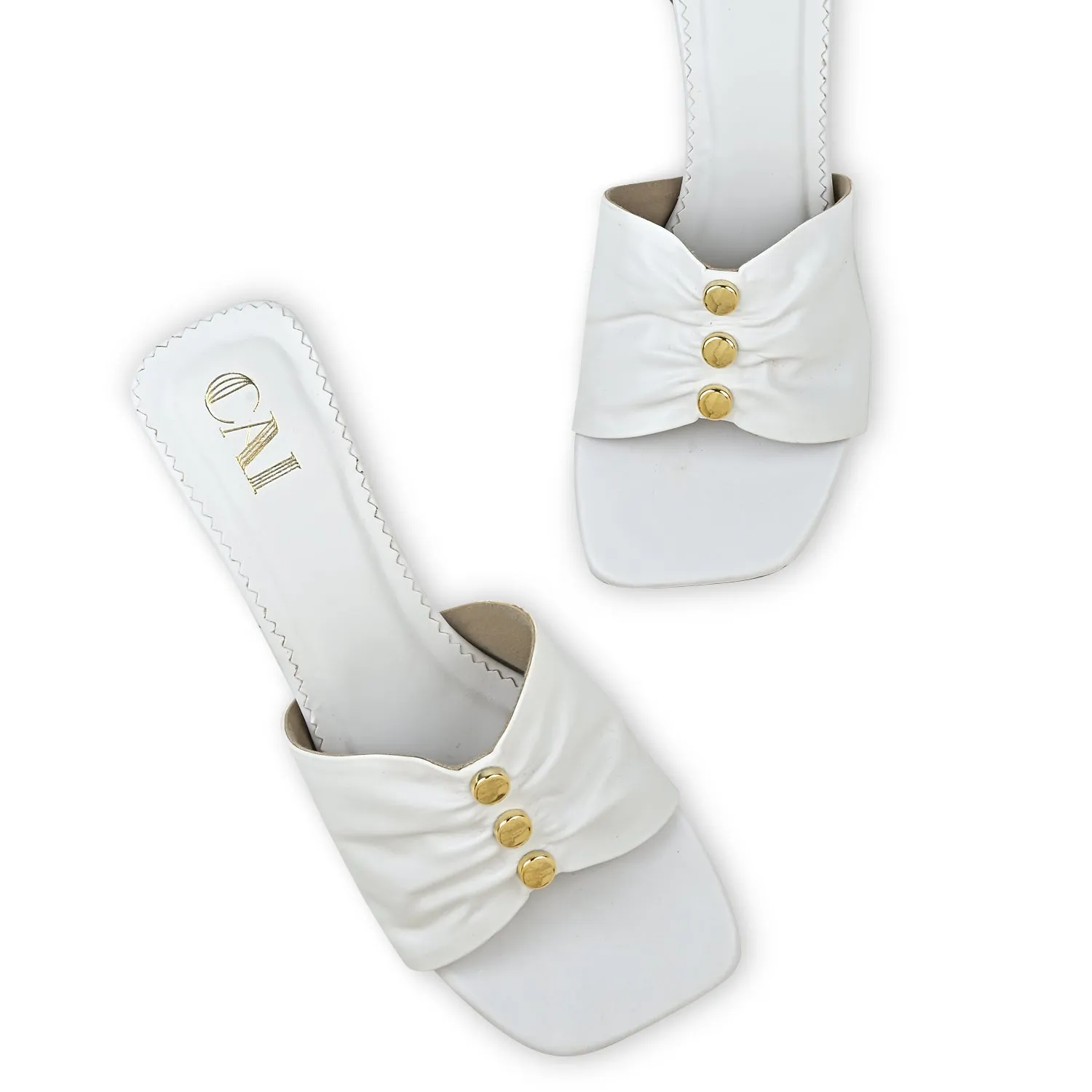 White Ruched Heels