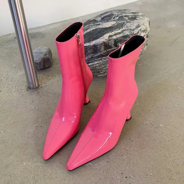 Winter Women Ankle Boots Shoe Patent Leather
