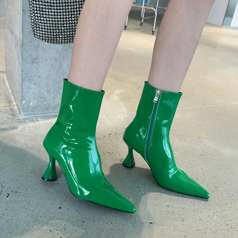 Winter Women Ankle Boots Shoe Patent Leather
