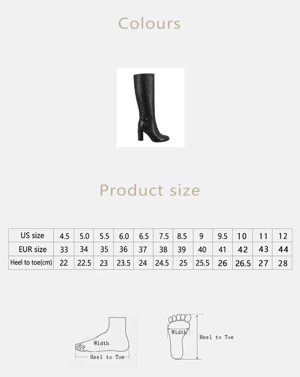 Winter Women's Boots Cow Leather Knee-High Round Toe Fashion High Round Heels Shoes Metal Decoration Zipper Boots BA7