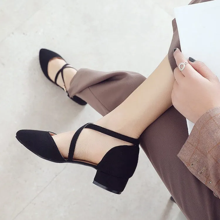 Women Pointed Toe Straps Low Heels Sandals Shoes MF3352