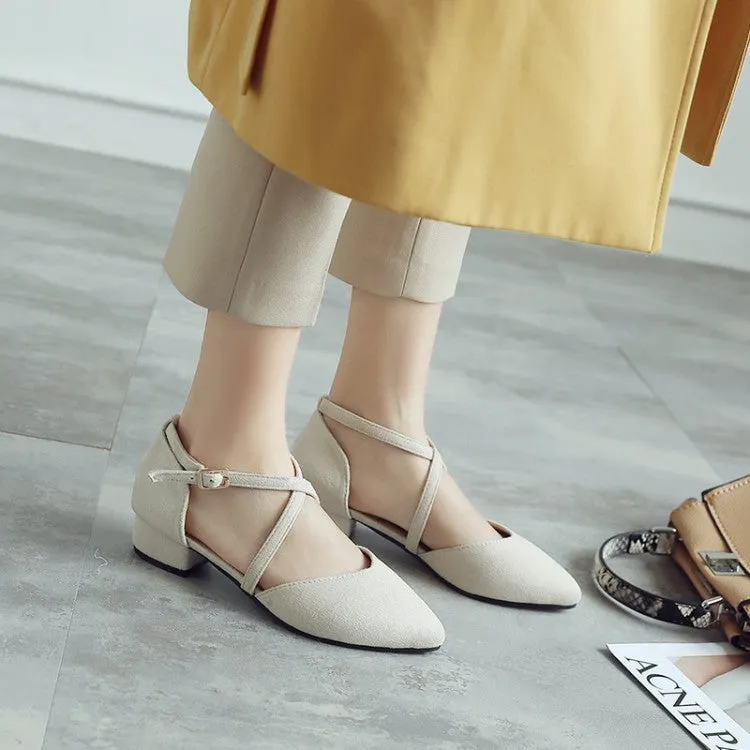 Women Pointed Toe Straps Low Heels Sandals Shoes MF3352
