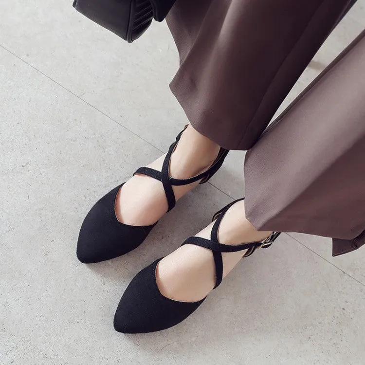Women Pointed Toe Straps Low Heels Sandals Shoes MF3352