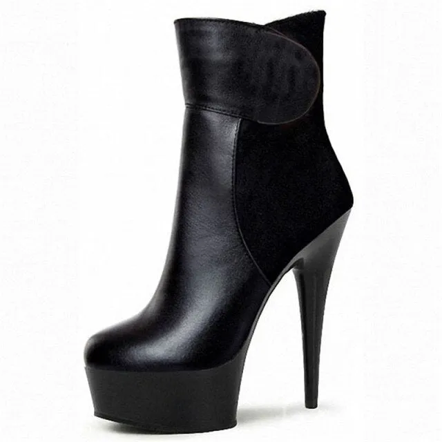 Women Sexy leopard print low - cut short boots 15cm high