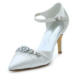 Women's Net Yarn Stiletto Heel Closed Toe Pumps With Beading, L591