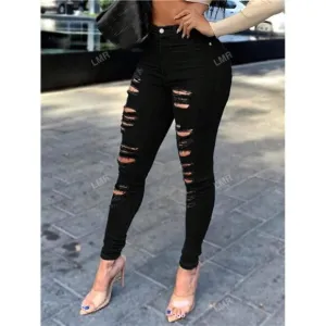 Women's Skinny Ripped Jeans, Summer Fashion