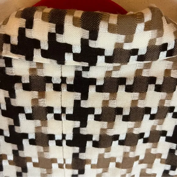 Worthington Jacket Mini Trench Style Cream/Brown Houndstooth Tailored Sz 10