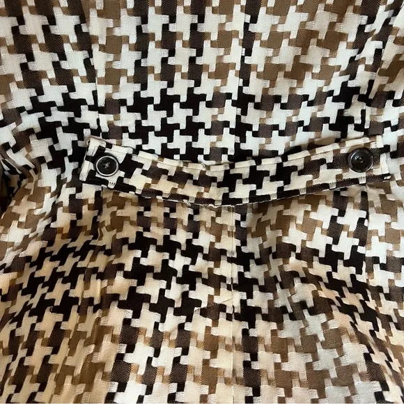 Worthington Jacket Mini Trench Style Cream/Brown Houndstooth Tailored Sz 10