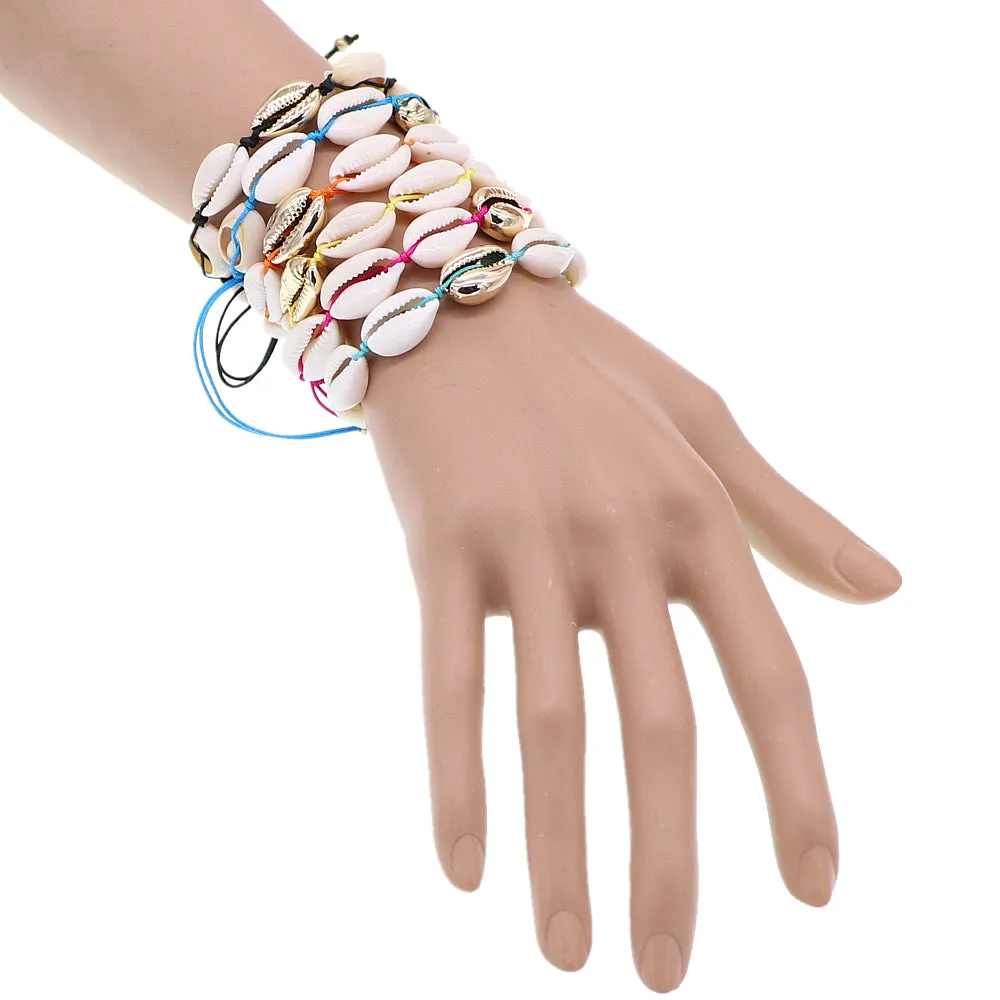 Yellow Cowrie Sea Shell Adjustable Bracelet