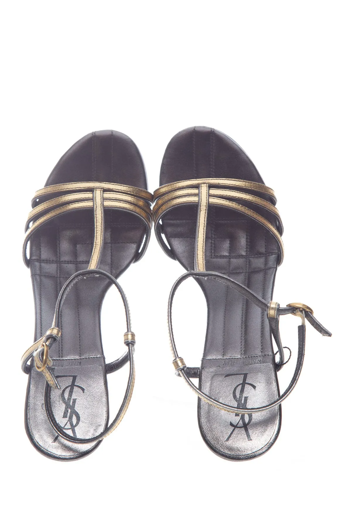 Yves Saint Laurent Metallic Strappy Platform Heels SZ 35