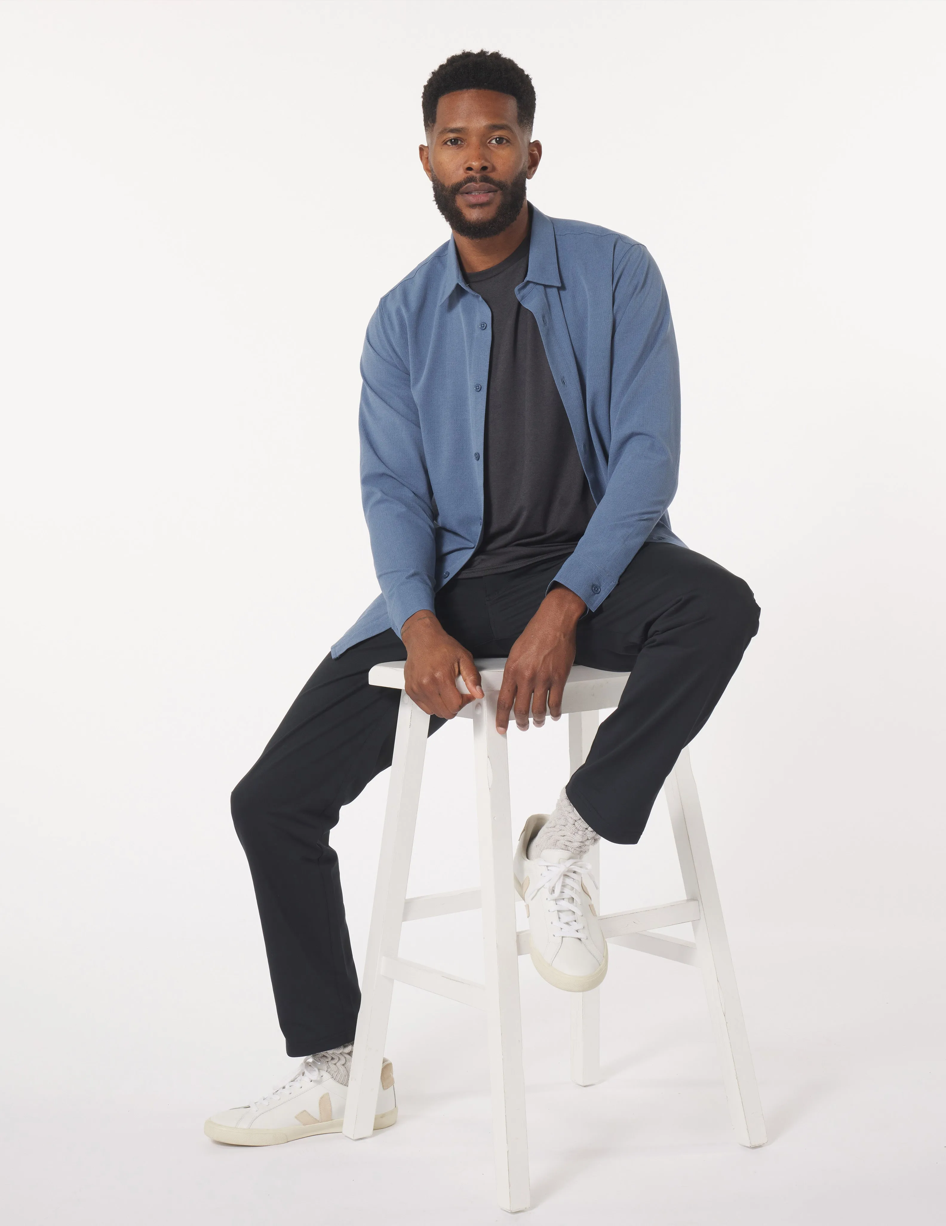 Zephyr Long Sleeve Shirt: Washed Blue