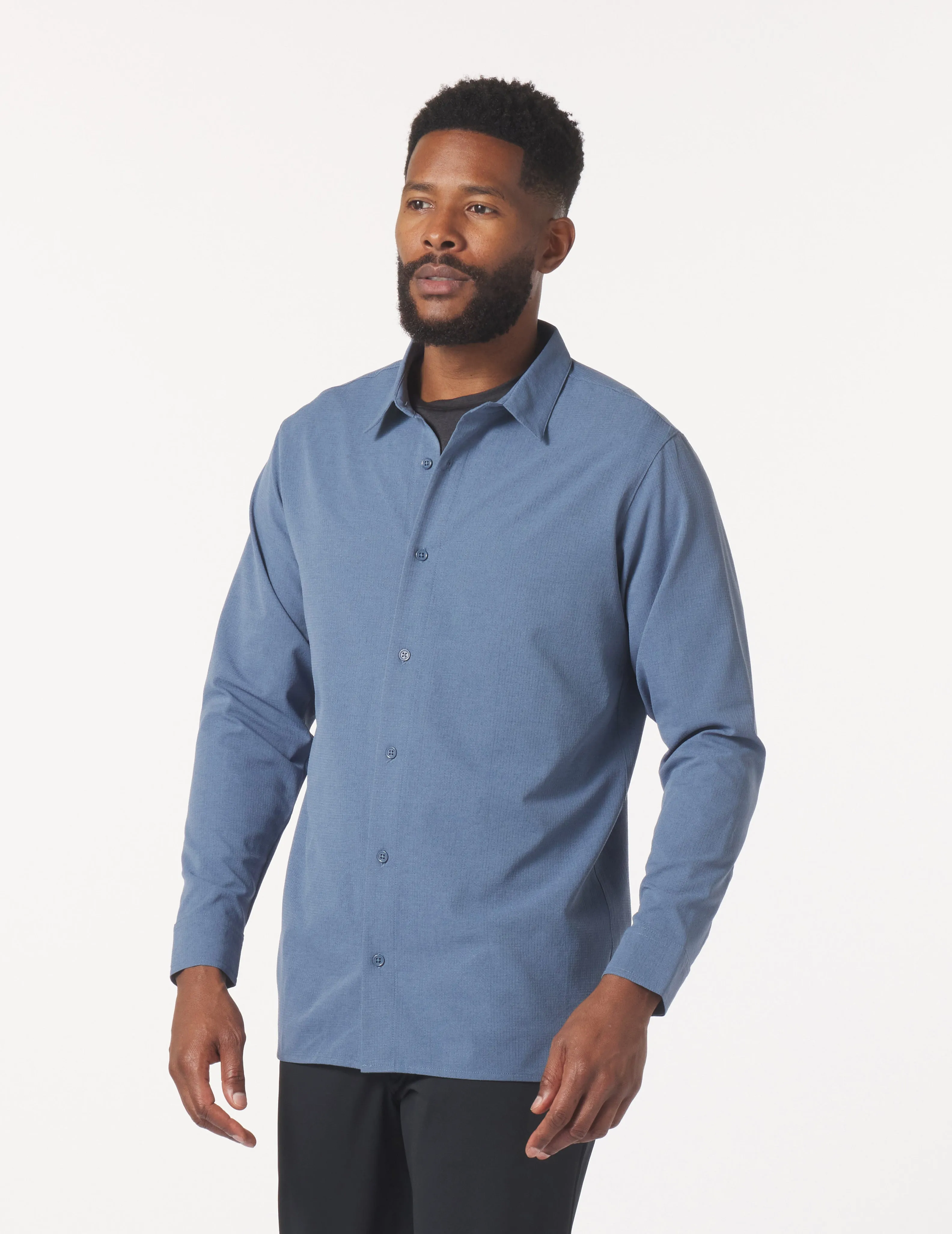 Zephyr Long Sleeve Shirt: Washed Blue